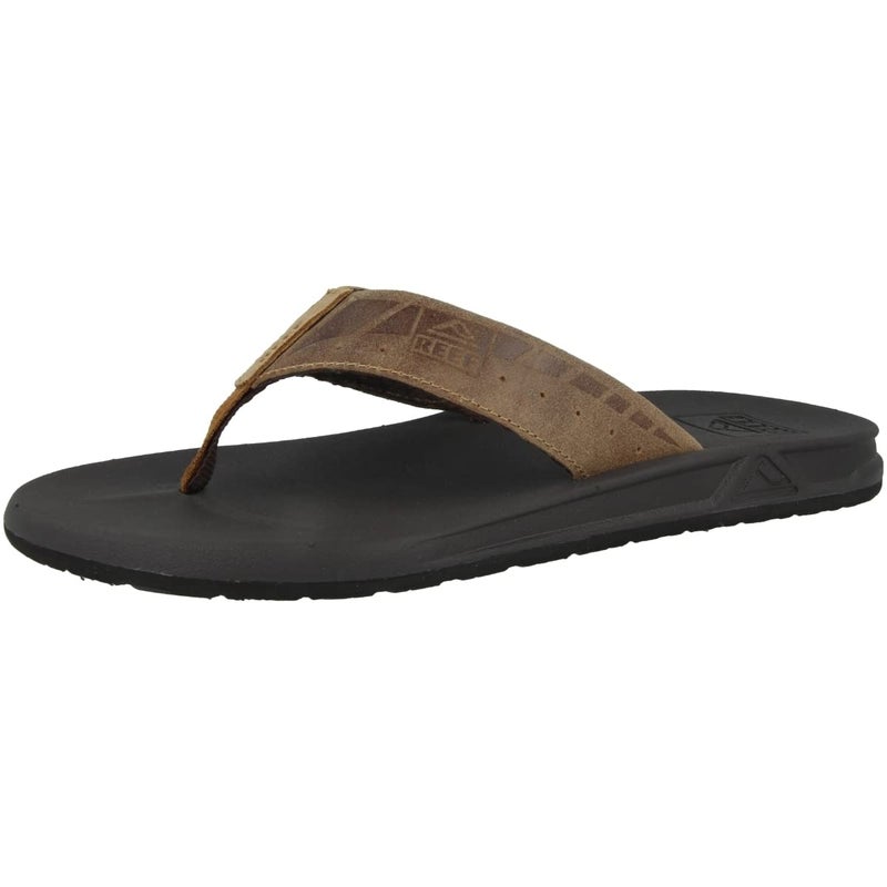Reef Phantom LE Mens Beach Flip Flop, Full Grain Leather Strap, Compression Molded EVA footbed, Brown/Tan, 8 - Image 4